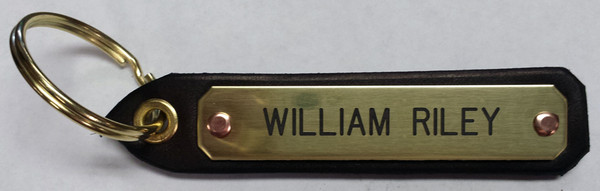 Leather Key Tag with Engraved Name Plate