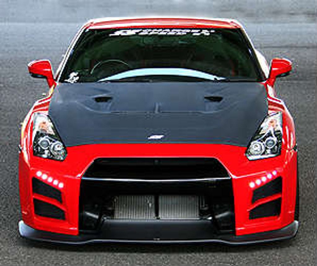 CS831FKF - Charge Speed 2012-2016 Nissan GTR All R35 Chuki FRP Complete Kit with Front Bumper (White Gel) with LED & Black FRP Lip with Under Diffuser & Black FRP Side Skirts & Black FRP Chuki Rear Skirt