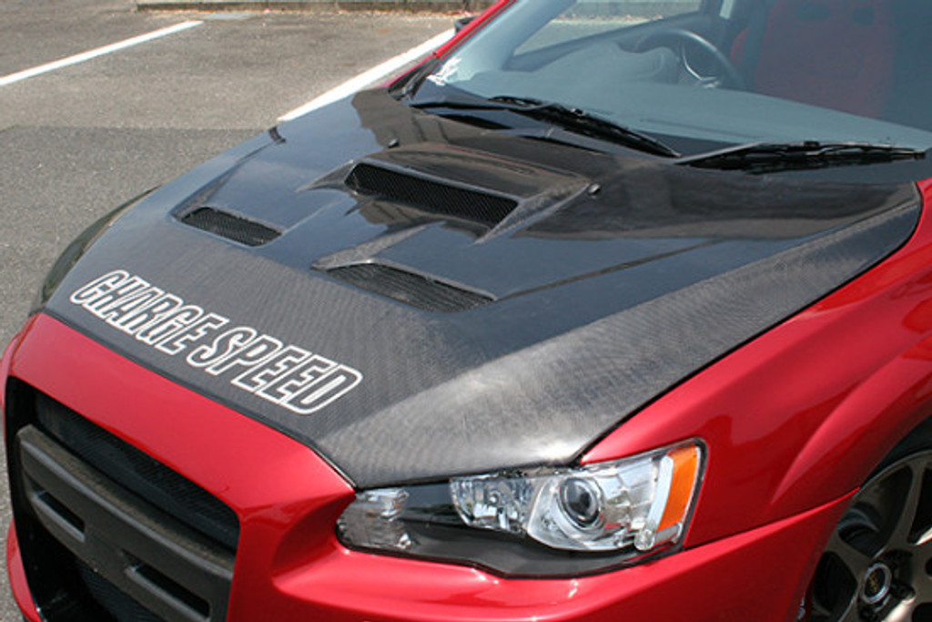 CS427HCV2 - Charge Speed 2008-2017 Mitsubishi Lancer/ Lancer EX/ Ralliart/ Sportback/ Evo X Type-2 Vented Carbon Hood