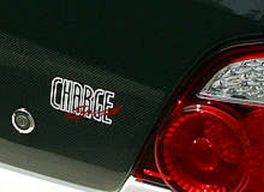 AS34003W - CHARGE SPEED Logo Sticker CHARGE= WHITE/ SPEED=RED 4" Long