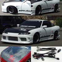 CS7072FK4 - Charge Speed 1989-1994 Nissan 240SX S-13 Conversion to S-15 Wide Body Complete Kit With Vented Carbon Hood
