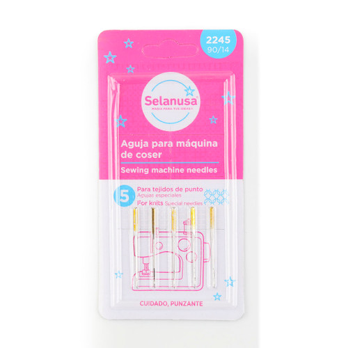 Aguja para Máquina con Cabo Dorado Selanusa 5 Pzas. #14 Mod. 2245 Aguja para Máquina con Cabo Dorado Selanusa 5 Pzas. #14 Mod. 2245