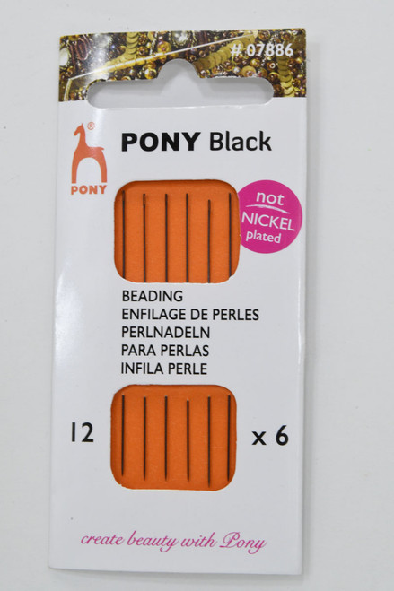Tarjeta de 6 Agujas para Ensartar Perlas Pony Black 5 Pzas. No. 12