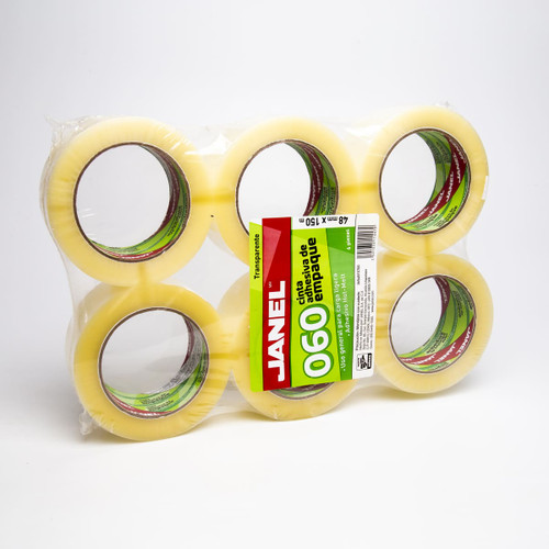 Cinta Transparente para Empaque Janel 6 Rollos con 150 m No. 48x150