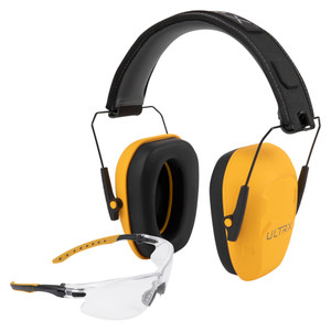 Allen Company ULTRX Shield Combo Earmuffs in Yellow with Clear Lenses