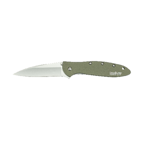 Kershaw Leek Part Number 1660OL – OD Green Handle with Satin Blade, 3-Inch Plain Edge for Everyday Carry