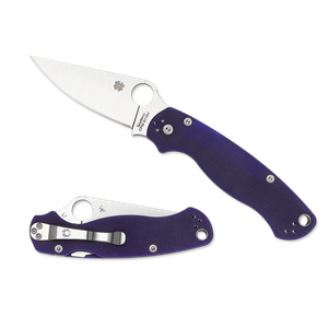 Spyderco Para Military 2 C81GPDBL2 Tactical Folding Knife with Satin Blade and Dark Blue Handle