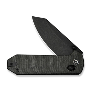CIVIVI Yonder Thumb Stud & Crossbar Lock Knife with Dark Green Canvas Micarta Handle - Model C23073B-1