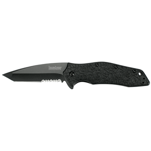 Kershaw Kuro Part Number 1835TBLKST Folding Knife with Partial Serration and Drop Point