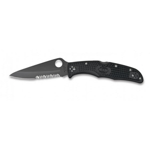 Spyderco Endura 4 C10PSBBK Stainless Steel Handle Folding Knife with Black Drop Point Blade