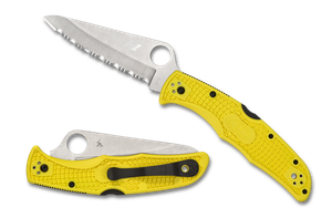 Spyderco Pacific Salt 2 C91SYL2 Folding Knife with Serrated Blade and Yellow Handle
