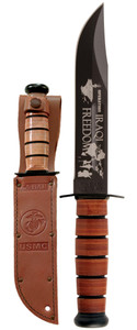 Ka-Bar Operation Iraqi Freedom USMC Engraved Knife with Leather Sheath