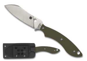 Spyderco Stok Drop Point Fixed Blade Knife – Compact Urban Carry with Olive Drab G-10 Handle