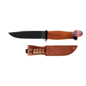 Ka-Bar Mark I USN Knife Part Number 2225 with Epoxy Powder Coated Blade and Leather Sheath