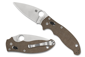 Spyderco Manix 2 CPM-CruWear Knife with Brown Canvas Micarta Handle and Ball Bearing Lock - Part C101MPCW2