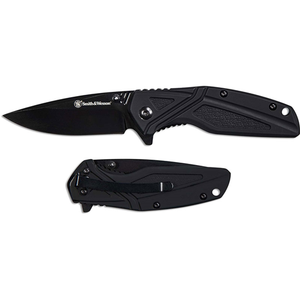 Smith & Wesson SW1101 Black Rubber Aluminum Handle Assisted Opening Knife
