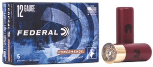 Federal Power-Shok 12 Gauge 000 Buckshot - 2.75 Inch, 8 Pellets, 1325 fps for Medium Game Hunting