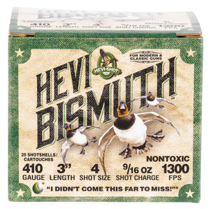 Hevi-Shot HEVI HS19004 Bismuth Shotshell for 410 Gauge Hunting, 4 Shot Size, 3-inch, 25 Rounds
