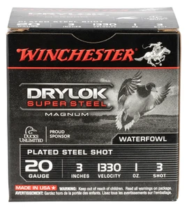 Winchester Ammo DryLok Super Steel 20 Gauge High Velocity Shotshells - 3 Inch, 1 oz, Shot Size 3