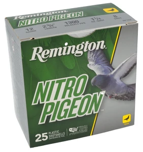 Remington Ammunition R28682 Nitro Pigeon 12 Gauge Shotshells, 2.75 inch, 1 1/4 oz, 8 Shot, 1300 fps, 25 Rounds per Box