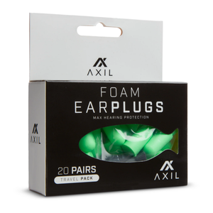 Axil Foam Ear Plugs - 20 Pair Travel Pack for Disposable Hearing Protection