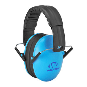 Walker's GWP-FKDM-BL Compact Passive Earmuffs with Blue Polymer Shells