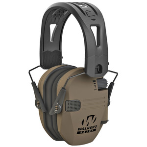 Walker's Razor Tacti-Grip FDE Electronic Earmuff with HD Speakers and Silicone Composite Headband