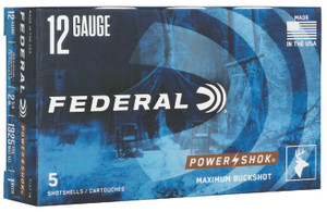 Federal Power-Shok 12 Gauge 2.75 inch 1 Buckshot Shotshells - Pack of 5 Rounds