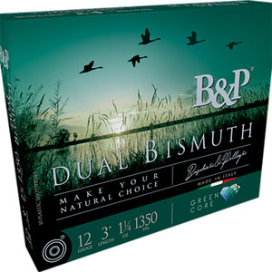 B&P Ammunition 12B5DB43 Dual Bismuth Shotshells, 12 Gauge, 2-3/4" Length, 1 1/5 oz, Shot Size 3/4, 1350 fps