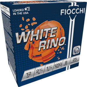 Fiocchi Exacta Target Loads 12 Gauge White Rino Shotgun Ammunition - 1 1/8 oz, 8 Shot, 1250 fps, 25 Rounds