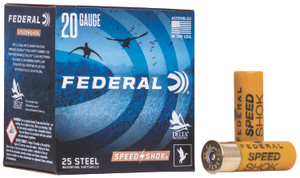 Federal Speed-Shok 20 Gauge Steel Shotgun Shells, 2.75 Inch, 3/4 oz, Size 6, 1425 fps - Pack of 25
