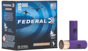 Federal Speed-Shok 16 Gauge Steel Shotgun Shells – 2.75 inch, 15/16 oz, #2 Steel Shot, 1350 fps, 25 Rounds
