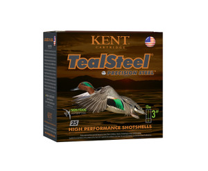Kent Cartridge TealSteel 12 Gauge 3-Inch Steel Shot Ammunition, 1 1/4 oz, Size 5, 1350 fps – 25 Rounds per Box