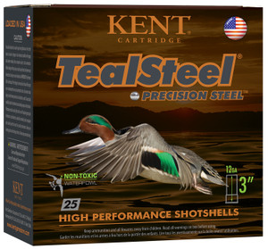 Kent Cartridge TealSteel 12 Gauge 3-Inch Steel Shot Shells - 1 1/4 oz, Size 6, Muzzle Velocity 1350 fps