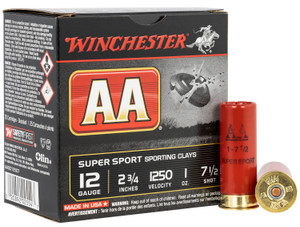 Winchester Ammo AA Shotshell Load 12 Gauge, 2.75 Inch, 1 oz, Shot Size 7.5, 1250 fps - Pack of 25 Rounds