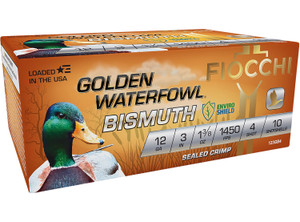 Fiocchi 123GB4 Golden Waterfowl Bismuth Shotshells - 12 Gauge, 3 Inch, 1 3/8 Oz, Shot Size 4
