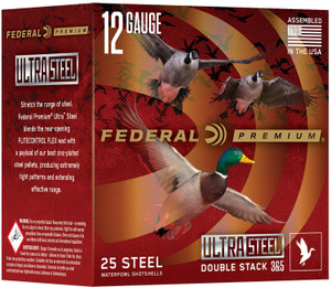 Federal Premium Ultra Steel 12 Gauge Shotshell Steel Loads, 3-inch, 1 1/4 oz BB, 1450 fps, 25 Rounds per Box