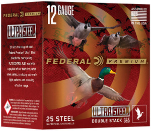 Federal Premium Ultra Steel 12 Gauge Shotshell - 3 Inch, 1 1/4 Ounce, 2 Shot Size, 1450 fps, 25 Rounds per Box