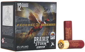Federal Premium Prairie Storm FS Lead 12 Gauge 3-Inch Shotshells with FLITECONTROL FLEX Wad – 1 5/8 oz, Shot Size 4, 1350 fps, 25 Rounds per Box