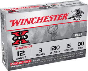 Winchester Ammo Super X 12 Gauge 3" 00 Buck Shot - Buffered Lead for Hunting