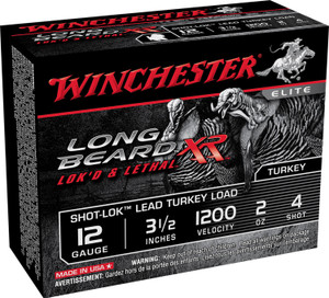 Winchester Ammo Long Beard XR 12 Gauge Shotgun Shells with Shot-Lok Technology, 3.5 Inch, 2 oz, 4 Shot, 1200 fps, 10 Rounds per Box