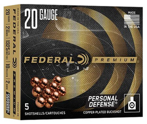 Federal Premium PD2042B 20 Gauge 2.75-Inch 2 Buckshot Shotshells, 5 Rounds per Box