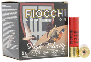 Fiocchi 28HV9 High Velocity 28 Gauge Shotshells – 3/4 oz, 1300 fps, 25 Rounds
