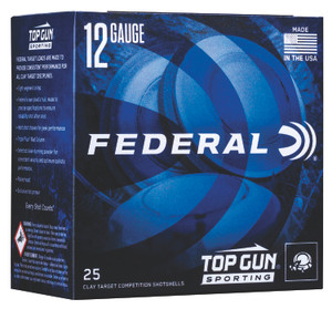 Federal Top Gun 12 Gauge Shotshells with Paper Wad, 1 oz, 8 Shot – 25 Rounds per Box
