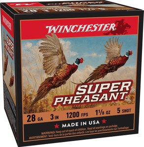 Winchester Ammo Super Pheasant 28 Gauge Shotshells – 1 1/8 oz, Shot Size 5, 1200 fps, Part #X283PH5