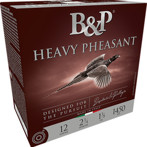B&P Ammunition Heavy Pheasant Shotshell 12 Gauge, 2-3/4 inch, 1-3/8 oz, Shot Size 4, 1450 fps, 25 Rounds per Box