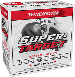 Winchester Ammo Super-Target 12 Gauge 2.75-inch 1 oz Shot Size 8 Shotshells (25 Rounds per Box, 10 Boxes per Case)