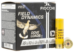 Fiocchi 20 Gauge Field Dynamics 20GT8 7/8 oz #8 Shot Shotshells - 25 Rounds