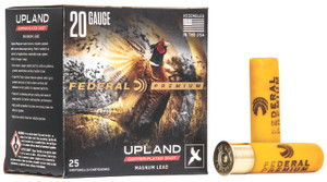 Federal Premium 20 Gauge P2586 Upland Hunting Shotshells – 3 inch, 1 1/4 oz Lead, Size 6, 1300 fps, Pack of 25