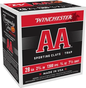 Winchester Ammo AA Series 28 Gauge Lead Shotshells - 2.75 Inch, 7.5 Shot Size, 3/4 oz, 1300 fps, 25 Rounds per Box